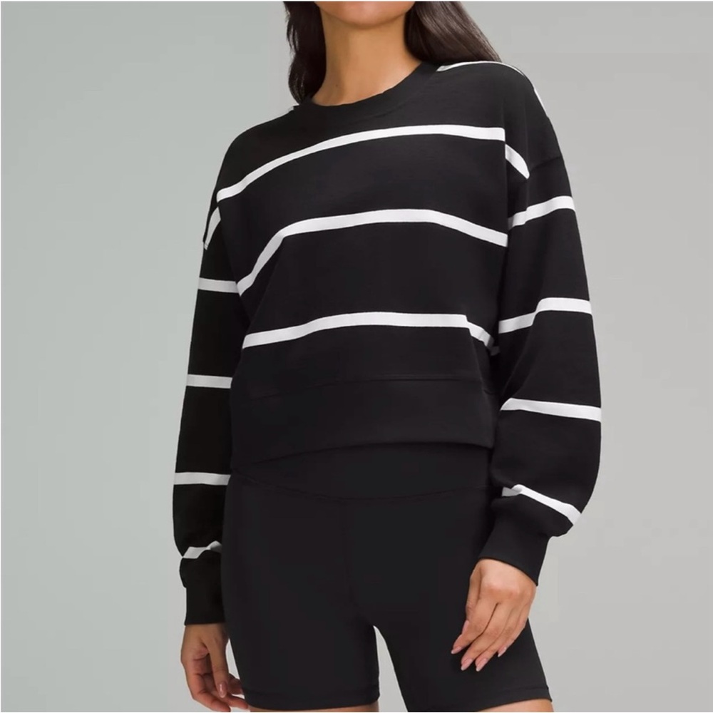 lululemon athletica Black and White Striped Perfectly Cropped Crew